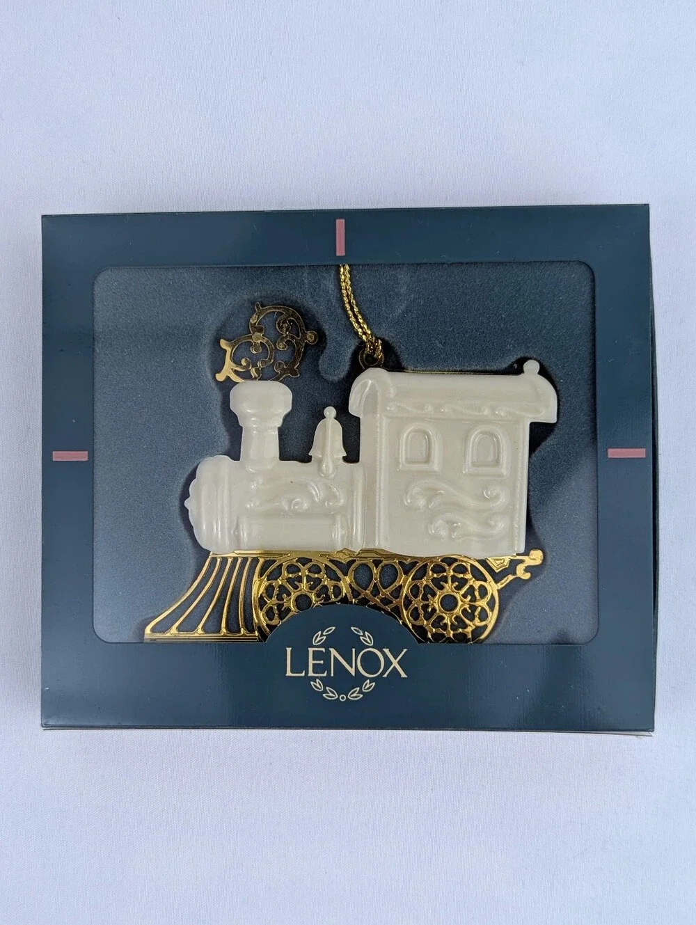 Lenox 1994 Porcelain & Gold Train Holiday Christmas Ornament